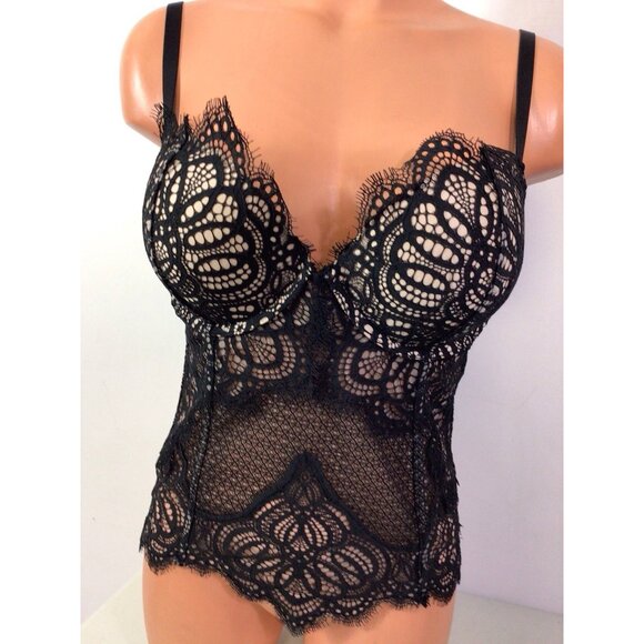 Victorias Secret Lace Corset Bustier Lingerie Black Sexy Womens 36D - Picture 8 of 8